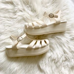 Jeffrey Campbell Candied Ivory Fisherman Platform Jelly Sandals Size 10 Cream